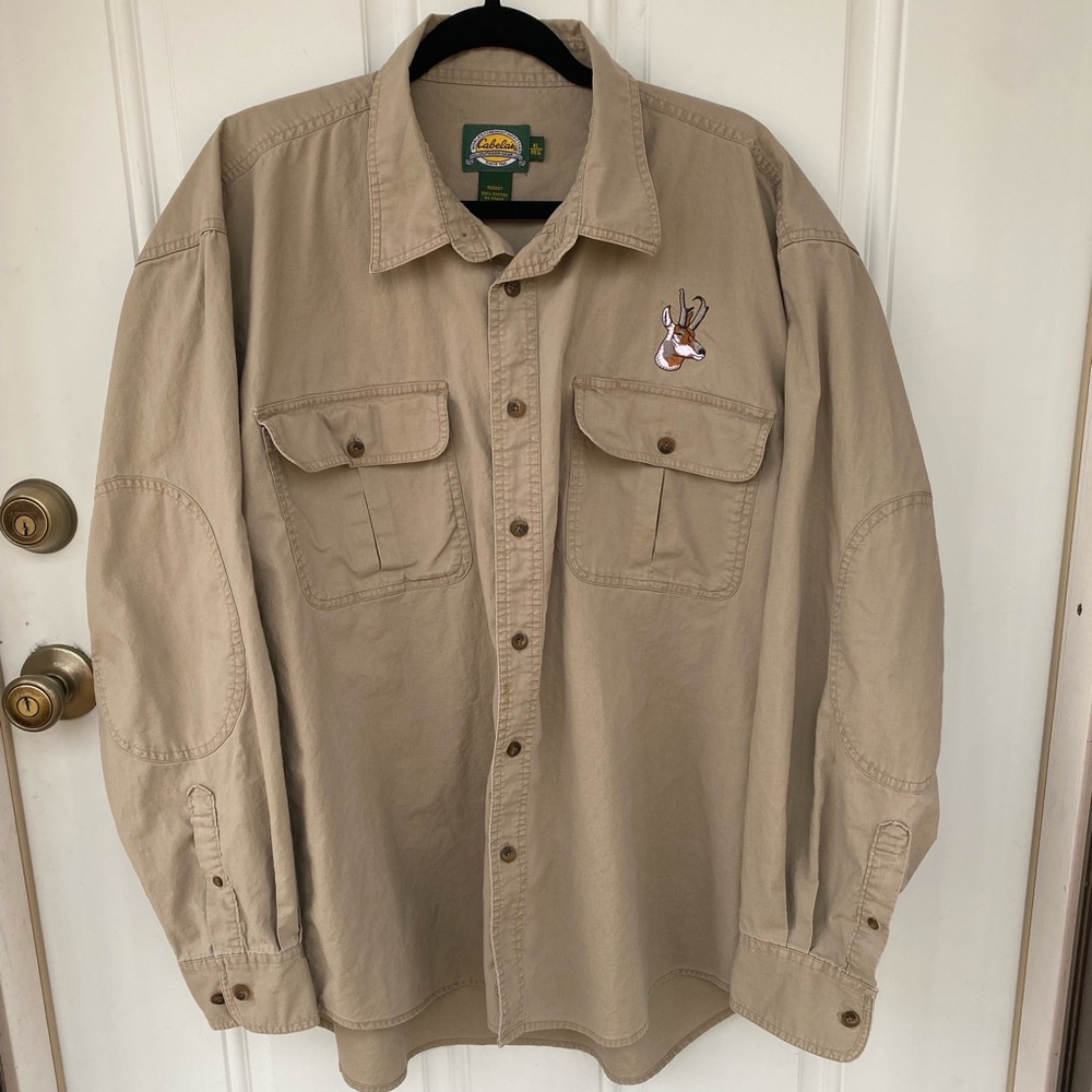 MENS Cabela’s Long sleeve Shirt Kaki color XL REG